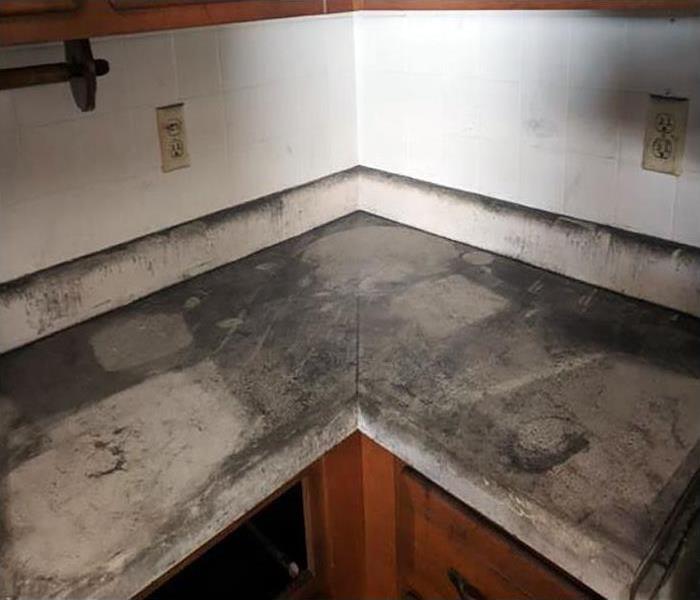 soot damage in kitchen